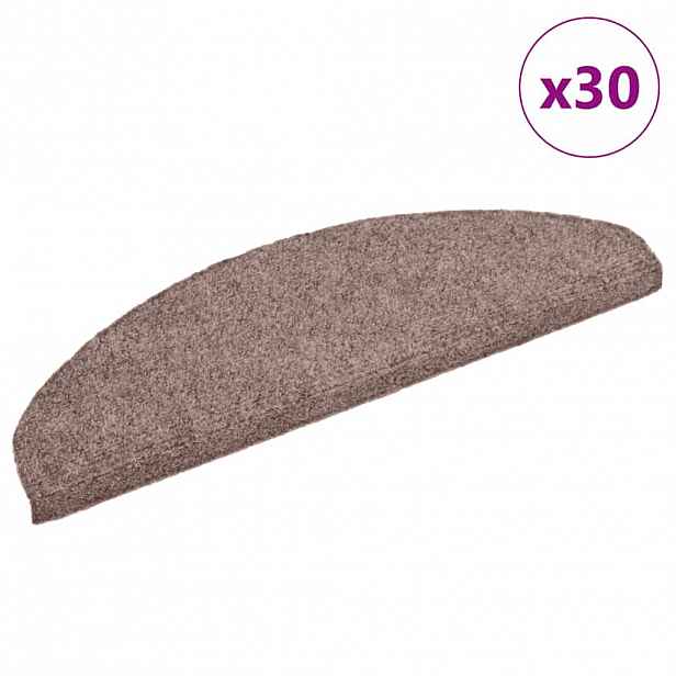 vidaXL Schodové rohože samolepicí 30 ks 65 x 21 x 4 cm světle hnědé, půlkulaté, velké