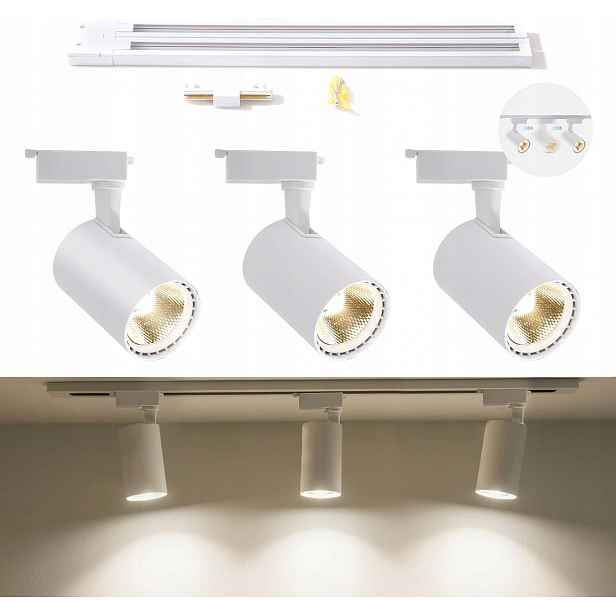 3-bodová stropní svítidlo Led reflektor Otočný 30W Bílá Neutrální