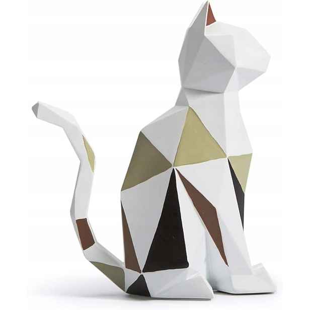Geometrická Figurka Kočky Bílá Dekorace Pryskyřice 18,5 cm Dárek Na Svatba