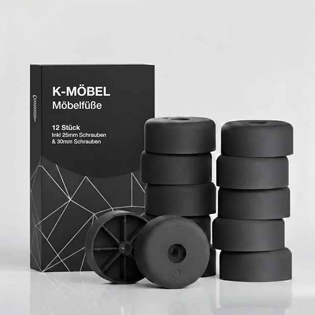 K-Möbel NÁBYTKOVÉ KLUZÁKY 40/20 mm 12 kusů včetně šroubů 25 mm a 30 mm