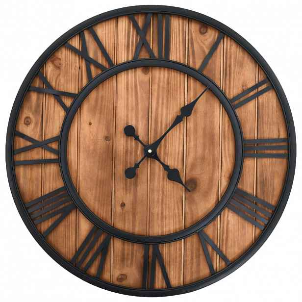 vidaXL Vintage nástěnné hodiny se strojkem Quartz dřevo a kov 60cm XXL