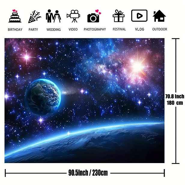 TEMU 1 ks, Mléčná dráha Pozadí Vesmíru Pozadí Hvězdná obloha Planet Pozadí Jasný Foto Video Studio