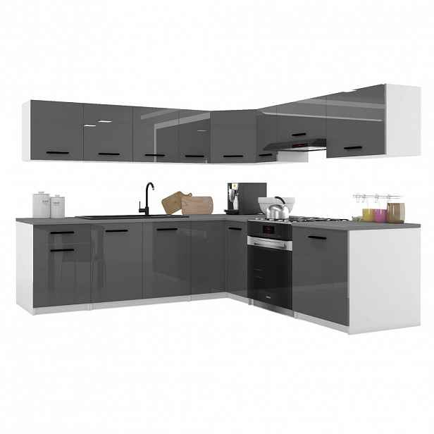 B BELINI GROUP KUCHYŇSKÁ LINKA Italia 7 420 cm , s pracovními deskami, Šedá lesklá