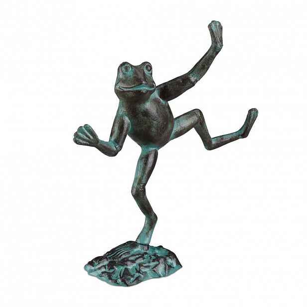 Relaxdays FIGURKA Zelená Žába zahradní litina 33x31x9,5 cm