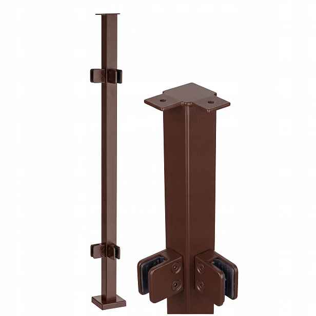 Rohový sloupek pro skleněné zábradlí 100 cm Sklo Hnědý 40x40 mm Loft