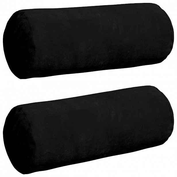 vidaXL Polštáře 2 pcs Černá Ø 15 x 40 cm Mikrovlákno