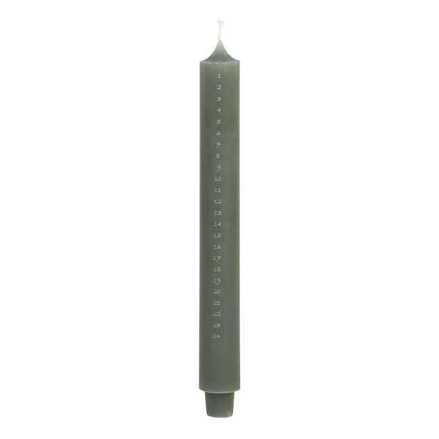 Zelená adventní svíčka s čísly 1-24 Advent Candle - Ø 3*29cm / 20h Chic Antique