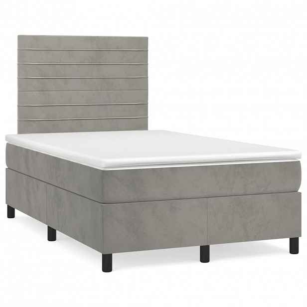 vidaXL Box spring postel s matrací světle šedá 120 x 200 cm samet