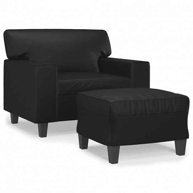 vidaXL Křeslo s podnožkou černé 60 cm umělá kůže