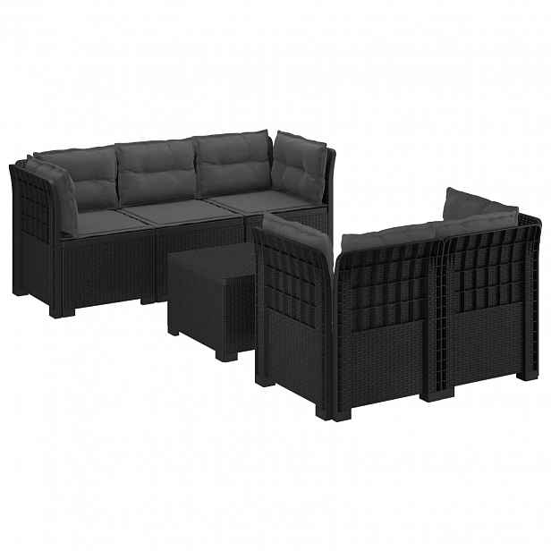 vidaXL 5-místné Zahradní Sofa s Polštáři ve Vzhledu Ratan PP