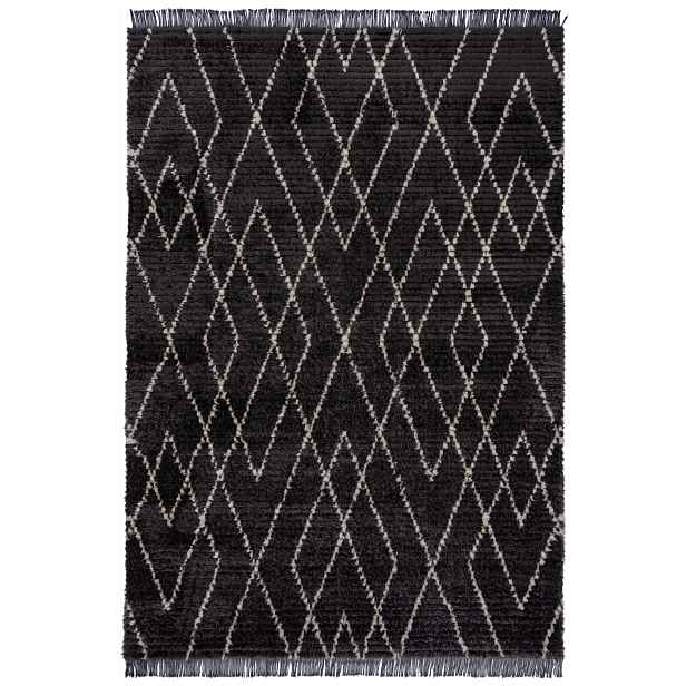 AKCE: 160x230 cm Kusový koberec Domino Aisha Berber Monochrome, černá, černobílá, ložnice, Flair Rugs