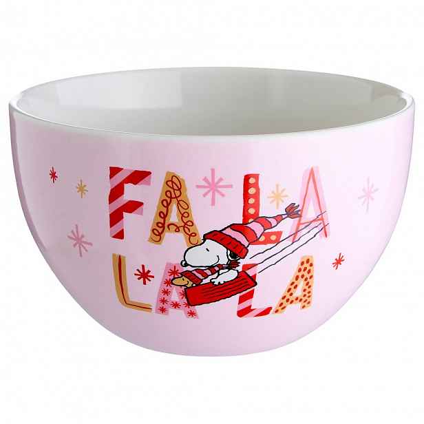 Butlers PEANUTS Miska "FaLaLaLa" 600 ml - sv. růžová