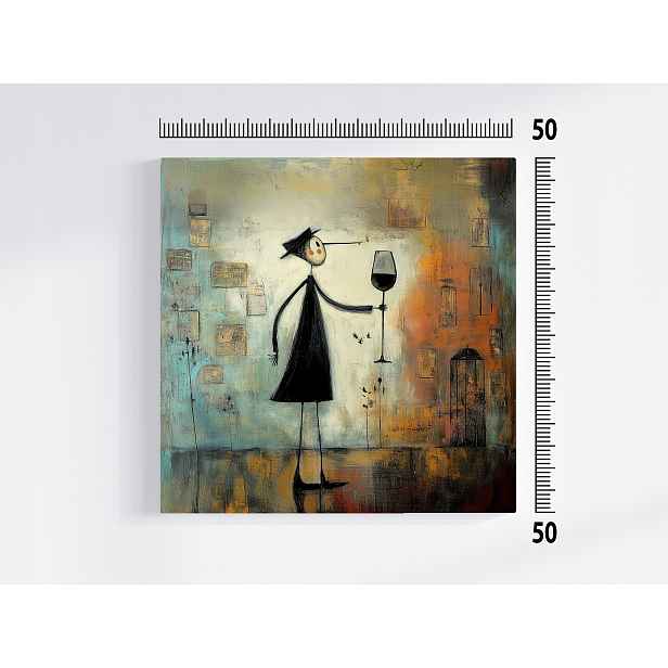 Obraz Na Plátně Canvas Postava Muž Víno Sklenička Ulice Procházka 50x50