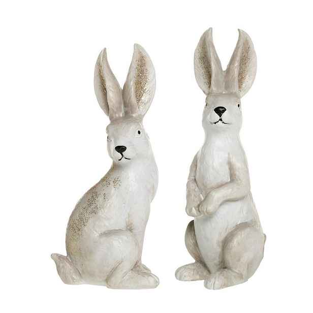 Set 2ks krémová antik dekorace králík - 6*4*13 cm Chic Antique