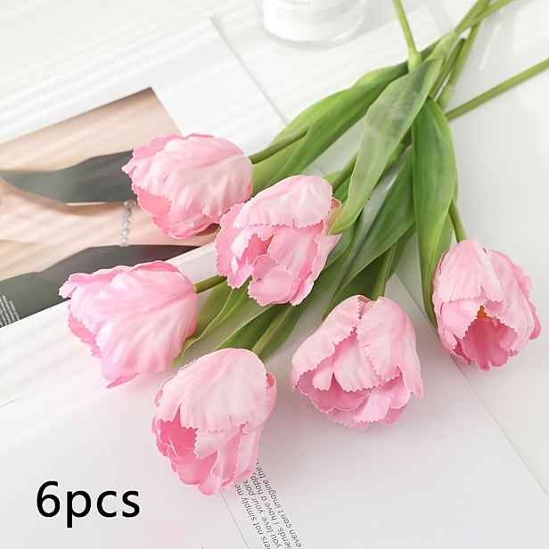 TEMU 6ks, Simulační Květiny Tulipánů s Barevným Přechodem, Umělé Květiny, Hedvábné Květiny, Vhodné pro Domácí Dekoraci, Svatební a Zásnubní Dekorace,