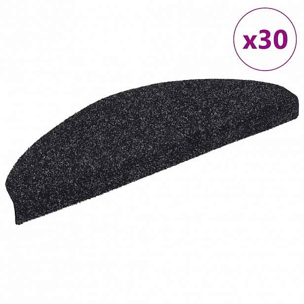 vidaXL Schodové rohože samolepicí 30 ks 65 x 21 x 4 cm černé, půlkulaté, velké