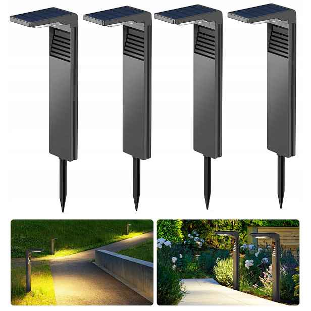 4 Ks Solární Lampa Led Zahradní Sloupek Zapichovací Špíz Senzor Soumraku