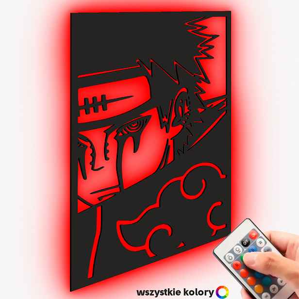 Dřevěný obraz Noční Lampa Led Pain Anime Naruto Akatsuki Dárek