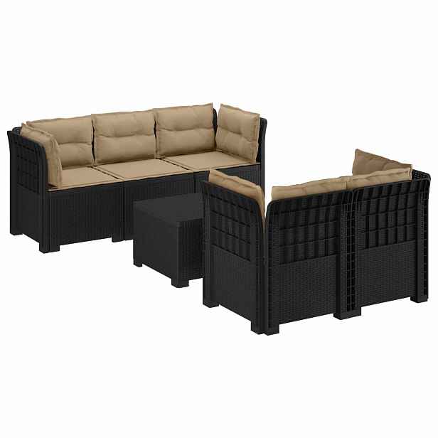 vidaXL 5-místné Zahradní Sofa s Polštáři ve Vzhledu Ratan PP
