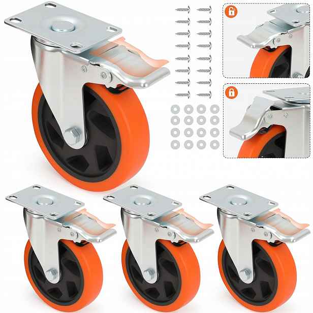 Sada Dvojité Otočné Kolečko 100 MM 4 Ks 360 Kg Pro Sklad, Dílnu