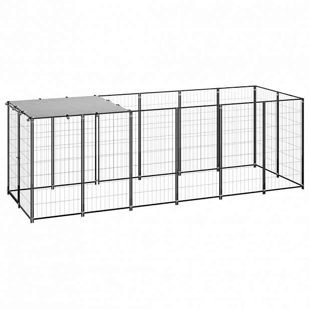 vidaXL Psí kotec černý 330 x 110 x 110 cm ocel