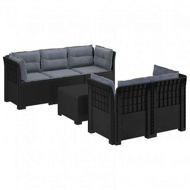 vidaXL 5-místné Zahradní Sofa s Polštáři ve Vzhledu Ratan PP