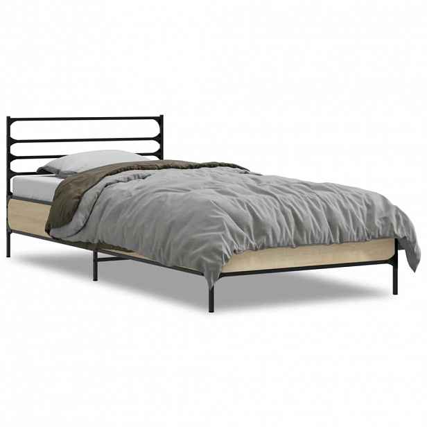 vidaXL Rám postele dub sonoma 75 x 190 cm kompozitní dřevo a kov