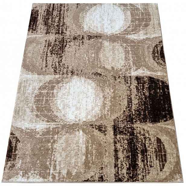 Abstraktní kusový koberec 120x170 cm DEMIAN - hnědý / bílý / černý
