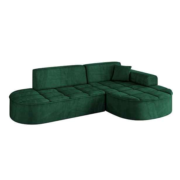 ALTDECOR ROHOVÁ SEDAČKA s otomanem, pravá TARO-L1 243x171x79,5 Zelená Velur