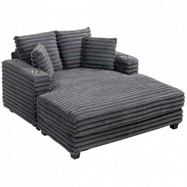 HOMCOM ROZKLÁDACÍ POHODA s držákem na nápoje 134/151/89 cm šedá