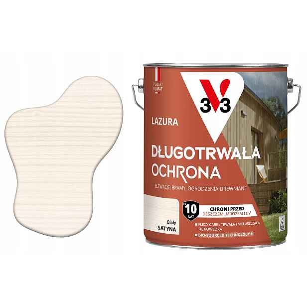Lazura 10 let ochrany bílý satén 4.5 l V33