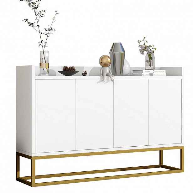 OKWISH BOČNÍ skříň 120/30/80 cm bílá z dřevotřísky a MDF s bezúchytkovým otevíráním