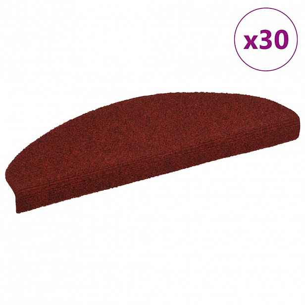 vidaXL Schodové rohože samolepicí 30 ks 65 x 21 x 4 cm vínově červené půlkulaté velké