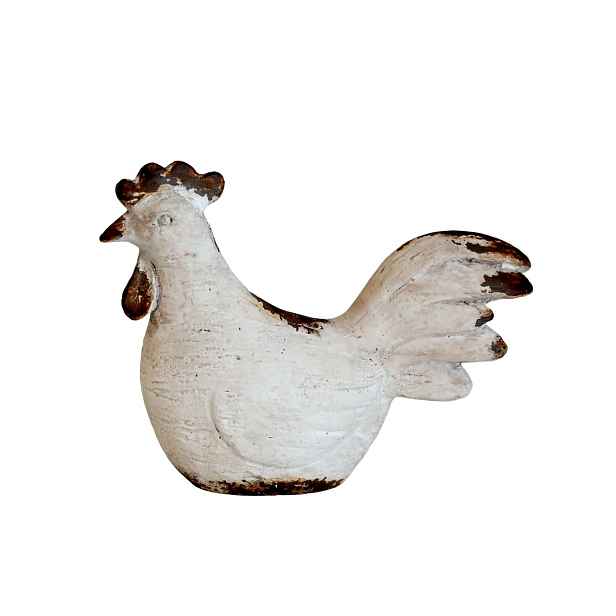 Béžová antik dekorace kohoutek Farm unique - 15*6*12 cm Chic Antique