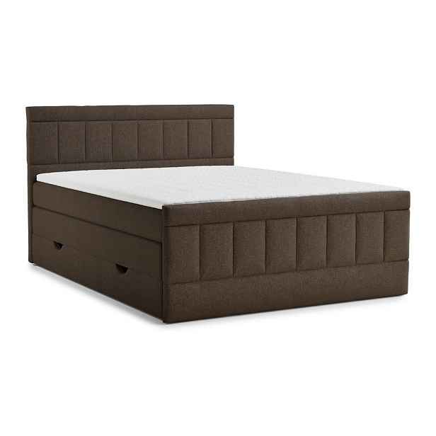 Hnědá boxspring postel s úložným prostorem 200x200 cm Caya – Maison de Rêve