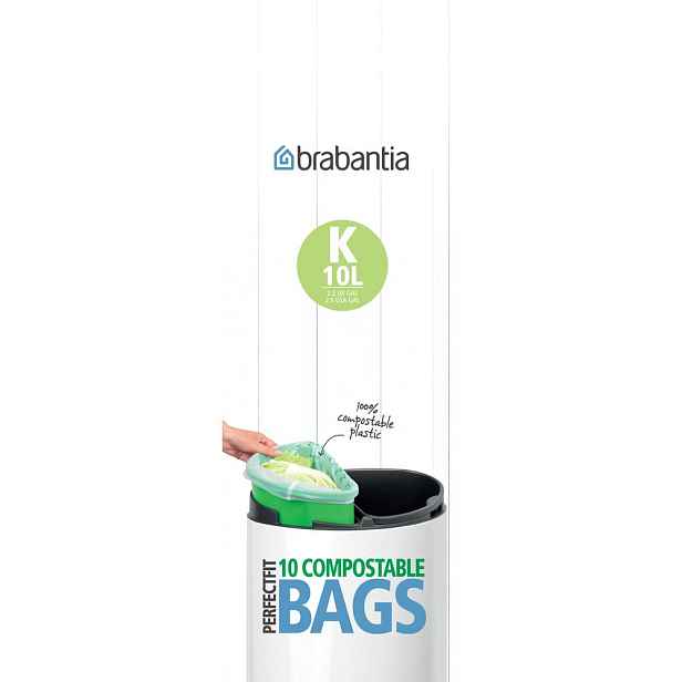 Kompostovatelné pytle na odpadky v sadě 10 ks 10 l PerfectFit K – Brabantia