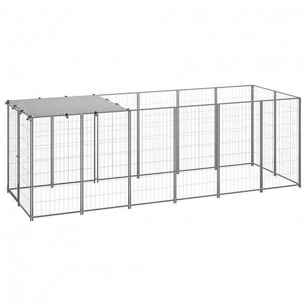 vidaXL Psí kotec stříbrný 330 x 110 x 110 cm ocel