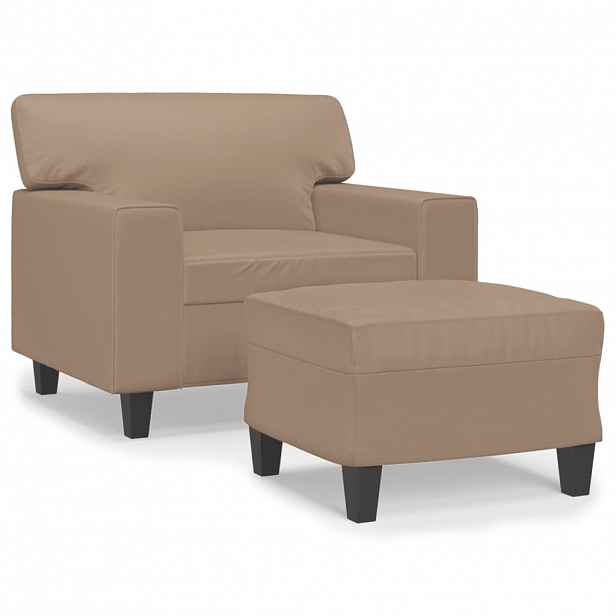 vidaXL Křeslo s podnožkou cappuccino 60 cm umělá kůže