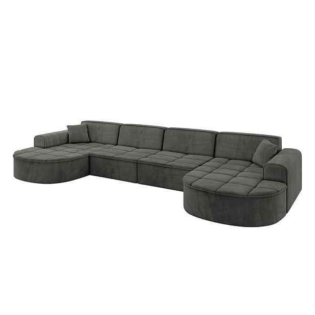 ALTDECOR SEDACÍ SOUPRAVA ve tvaru U TARO-U2 388x171x79,5 Tmavě šedá Velur