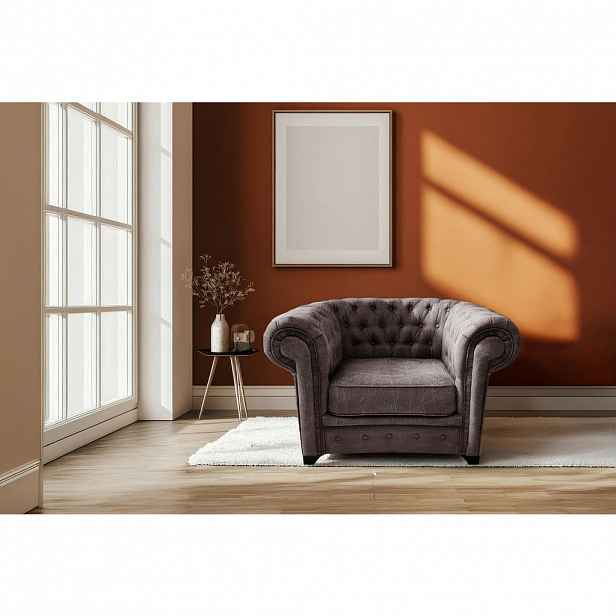 Livetastic KŘESLO CHESTERFIELD, textil, kompozitní dřevo, hnědá