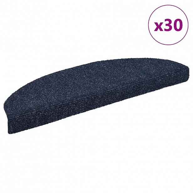 vidaXL Schodové rohože samolepicí 30 ks 65 x 21 x 4 cm modré, půlkulaté, velké