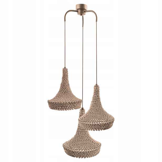 Závěsná lampa trojitá Boho krémová z bavlny Shilo Mahaka E27 20W