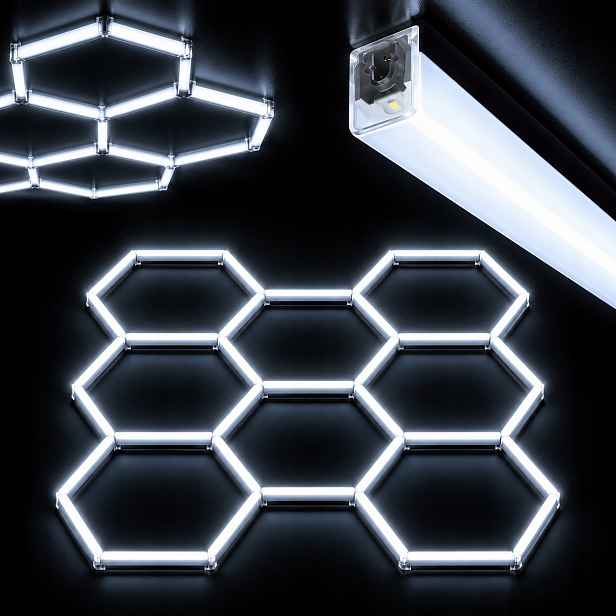 HEX8 stropní Led svítidlo černé 6500K 245W 229x237cm obývací pokoj a studio