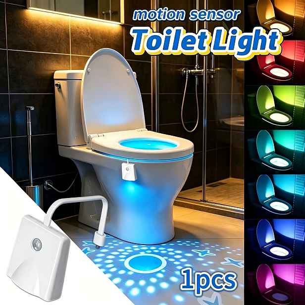 TEMU 1ks Vícebarevné RGB LED Světlo na Toaletu s Projekcí Hvězdné Oblohy a Pohybovým Senzorem, USB Dobíjecí, Senzorové Světlo do Koupelny, Velmi