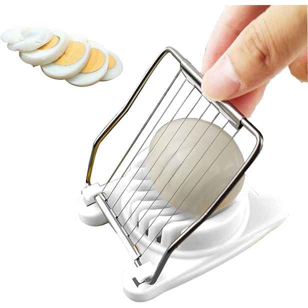 TEMU Kráječ vajec s nerezovými drátěmi, snadný nástroj na krájení vajec pro perfektní rovnoměrné plátky, kuchyňský gadget na vařená vejce, salát,