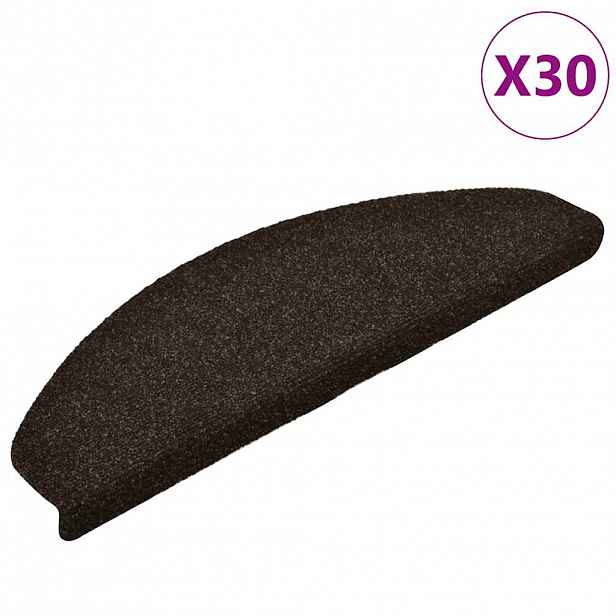 vidaXL Schodové rohože samolepicí 30 ks 65 x 21 x 4 cm tmavě hnědé, půlkulaté, velké