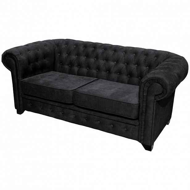 Livetastic POHOVKA CHESTERFIELD, dřevo, textil, kompozitní dřevo, černá