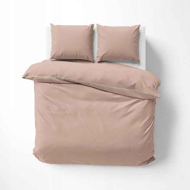 Povlečení makosatin pure s bizou jednobarevné 200x220 broskvové