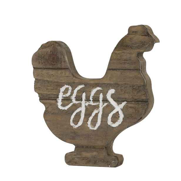 Přírodní antik dřevěná dekorace slepička Eggs - 15*2,5*16 cm Chic Antique