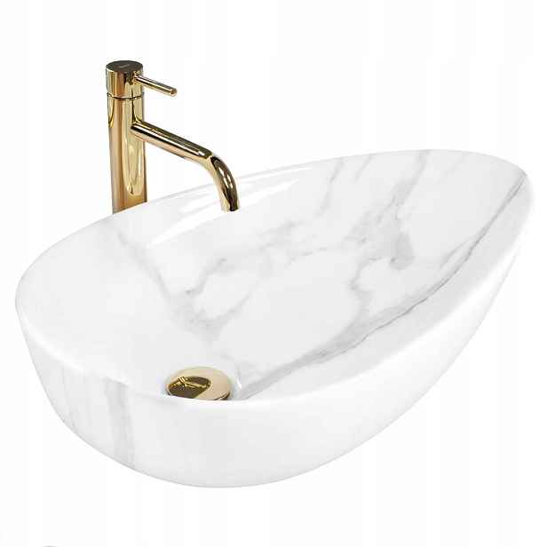 Umyvadlo na desku Rea Greta 65 Bianco Shiny Unikátní design